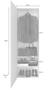 Mobile da Ingresso Bianco Lucido Bianco Appendiabiti 6 Paia 78x31x186.5h cm, 2 Ripiani - Medolla