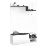 Mobile da Ingresso Bianco Lucido Grigio Ardesia 3 Ripiani Appendiabiti 120x40x154h cm, 2 Ante Made in Italy - Graziella