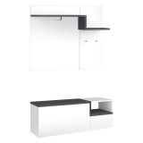 Mobile da Ingresso Bianco Lucido Grigio Ardesia 3 Ripiani Appendiabiti 120x40x154h cm, 2 Ante Made in Italy - Graziella