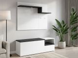 Mobile da Ingresso Bianco Lucido Grigio Ardesia 3 Ripiani Appendiabiti 120x40x154h cm, 2 Ante Made in Italy - Graziella