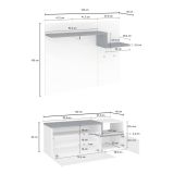 Mobile da Ingresso Bianco Lucido Marrone Acero 3 Ripiani Appendiabiti 120x40x154h cm, 2 Ante Made in Italy - Graziella