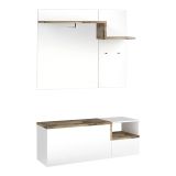 Mobile da Ingresso Bianco Lucido Marrone Acero 3 Ripiani Appendiabiti 120x40x154h cm, 2 Ante Made in Italy - Graziella