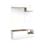 Mobile da Ingresso Bianco Lucido Marrone Acero 3 Ripiani Appendiabiti 120x40x154h cm, 2 Ante Made in Italy - Yuri