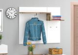 Mobile da Ingresso Bianco Lucido Marrone Acero 3 Ripiani Appendiabiti 120x40x154h cm, 2 Ante Made in Italy - Yuri