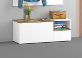 Mobile da Ingresso Bianco Lucido Marrone Acero 3 Ripiani Appendiabiti 120x40x154h cm, 2 Ante Made in Italy - Yuri