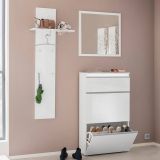 Mobile da Ingresso Bianco Lucido un Ripiano Appendiabiti 50x27x140h cm, Installazione Sospesa - Etesia
