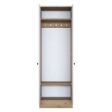 Mobile da Ingresso Bianco Marrone Noce 2 Ripiani Appendiabiti 60x38x183h cm, 2 Ante - Tursi