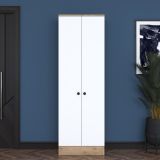 Mobile da Ingresso Bianco Marrone Noce 2 Ripiani Appendiabiti 60x38x183h cm, 2 Ante - Tursi