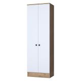 Mobile da Ingresso Bianco Marrone Noce 2 Ripiani Appendiabiti 60x38x183h cm, 2 Ante - Tursi