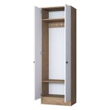 Mobile da Ingresso Bianco Marrone Noce 2 Ripiani Appendiabiti 60x38x183h cm, 2 Ante - Tursi