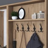 Mobile da Ingresso Bianco Marrone Noce Specchio Incluso Appendiabiti 179x36x183h cm, 11 Ripiani - Elmas