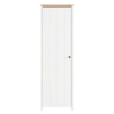 Mobile da Ingresso Bianco Marrone Rovere 4 Ripiani Appendiabiti 60x40x191h cm, Un'anta - Wanaka