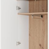 Mobile da Ingresso Bianco Marrone Rovere 4 Ripiani Appendiabiti 60x40x191h cm, Un'anta - Wanaka