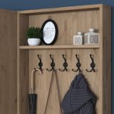 Mobile da Ingresso Bianco Marrone Rovere 5 Ripiani Appendiabiti 120x36x183h cm, 4 Ante - Rezzato