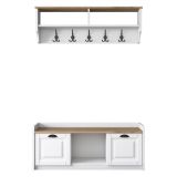 Mobile da Ingresso Bianco Marrone Rovere 6 Ripiani Appendiabiti 120x22x37h cm, Modulabile - Orte