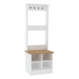 Mobile da Ingresso Bianco Marrone Rovere 6 Ripiani Appendiabiti 64x43x175h cm, 4 Vani - Verderio