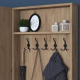 Mobile da Ingresso Bianco Marrone Rovere 9 Ripiani Appendiabiti 120x38x183h cm, 4 Ante - Osilo
