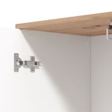 Mobile da Ingresso Bianco Marrone Rovere Nodi Specchio Incluso 4 Ripiani 116x35x197h cm, Appendiabiti - Raroto