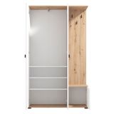 Mobile da Ingresso Bianco Marrone Rovere Nodi Specchio Incluso 4 Ripiani 116x35x197h cm, Appendiabiti - Raroto