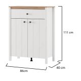 Mobile da Ingresso Bianco Marrone Rovere Nodi un Cassetto 2 Ripiani 86x40x111h cm, 2 Ante - Russel