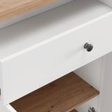 Mobile da Ingresso Bianco Marrone Rovere Nodi un Cassetto 2 Ripiani 86x40x111h cm, 2 Ante - Russel