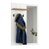 Mobile da Ingresso Bianco Marrone Rovere Specchio Incluso un Ripiano 77x20x102h cm, Appendiabiti - Kaikou