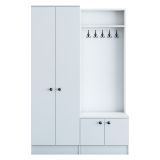 Mobile da Ingresso Bianco Nero 3 Ripiani Appendiabiti 120x37x183h cm, 4 Ante - Grue