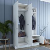 Mobile da Ingresso Bianco Nero 5 Ripiani Appendiabiti 120x37x183h cm, 4 Ante - Grue