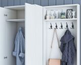 Mobile da Ingresso Bianco Nero 5 Ripiani Appendiabiti 120x37x183h cm, 4 Ante - Grue