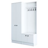 Mobile da Ingresso Bianco Nero 5 Ripiani Appendiabiti 120x37x183h cm, 4 Ante - Grue