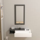 Mobile da Ingresso Bianco Nero Antracite Specchio Incluso un Cassetto 82x30x16h cm, un Ripiano - Ingria