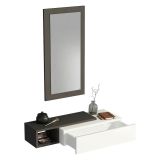 Mobile da Ingresso Bianco Nero Antracite Specchio Incluso un Cassetto 82x30x16h cm, un Ripiano - Ingria