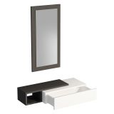 Mobile da Ingresso Bianco Nero Antracite Specchio Incluso un Cassetto 82x30x16h cm, un Ripiano - Ingria