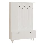 Mobile da Ingresso Bianco Nero Appendiabiti 6 Ripiani 112x35x170h cm, Apertura a Ribalta - Aiello