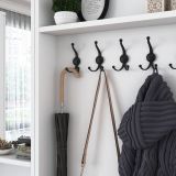 Mobile da Ingresso Bianco Nero Specchio Incluso Appendiabiti 179x37x183h cm, 7 Ripiani - Manzano