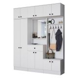 Mobile da Ingresso Bianco Nero Specchio Incluso Appendiabiti 180x36x226h cm, 11 Ripiani - Torpe