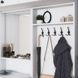 Mobile da Ingresso Bianco Nero Specchio Incluso Appendiabiti 180x36x226h cm, 11 Ripiani - Torpe