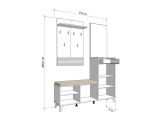 Mobile da Ingresso Bianco Opaco Marrone Rovere Nodi Specchio Incluso un Cassetto 141x35x189.5h cm, 6 Ripiani - Longa