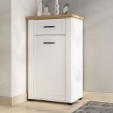 Mobile da Ingresso Bianco Opaco Marrone Rovere un Cassetto 2 Ripiani 60.5x41x105h cm, Un'anta - Rogeno