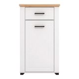 Mobile da Ingresso Bianco Opaco Marrone Rovere un Cassetto 2 Ripiani 60.5x41x105h cm, Un'anta - Rogeno