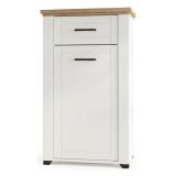 Mobile da Ingresso Bianco Opaco Marrone Rovere un Cassetto 2 Ripiani 60.5x41x105h cm, Un'anta - Rogeno