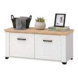 Mobile da Ingresso Bianco Opaco Marrone Rovere un Ripiano 2 Ante 103.5x41x47.5h cm, 2 Vani - Menfi