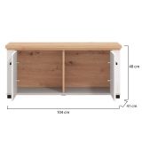 Mobile da Ingresso Bianco Opaco Marrone Rovere un Ripiano 2 Ante 103.5x41x47.5h cm, 2 Vani - Menfi