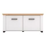 Mobile da Ingresso Bianco Opaco Marrone Rovere un Ripiano 2 Ante 103.5x41x47.5h cm, 2 Vani - Menfi