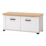 Mobile da Ingresso Bianco Opaco Marrone Rovere un Ripiano 2 Ante 103.5x41x47.5h cm, 2 Vani - Menfi