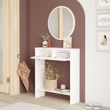 Mobile da Ingresso Bianco Specchio Incluso Modulabile 80x24x90h cm, 2 Ante - Chiarano