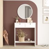 Mobile da Ingresso Bianco Specchio Incluso Modulabile 80x24x90h cm, 2 Ante - Chiarano