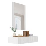 Mobile da Ingresso Bianco Specchio Incluso Paia 80x42x97h cm, un Cassetto - Premolo