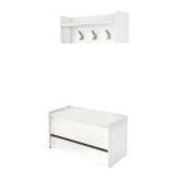 Mobile da ingresso Brionia, Entratina moderna con appendiabiti, Mobile con scarpiera, Armadietto multifunzione, Cm 50x32h182, Bianco
