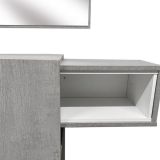 Mobile da ingresso Calella, Entratina sospesa, Mobile da parete con specchio, Svuota tasche da ingresso con cassetto e specchio, 100x27h75 cm, Cemento, Bianco